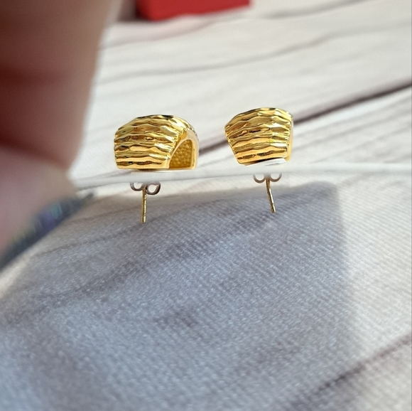 Mia Fiore Gold Plated Bronze Stud Earrings - Picture 7 of 8
